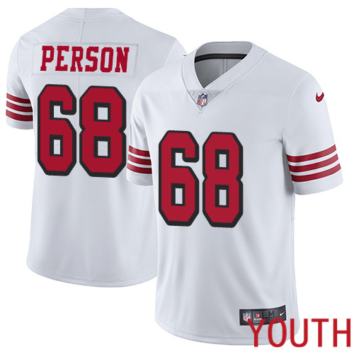San Francisco 49ers Limited White Youth Mike Person NFL Jersey #68 Rush Vapor Untouchable->youth nfl jersey->Youth Jersey